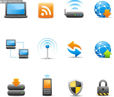 網(wǎng)絡(luò)科技圖標(biāo) 電腦圖標(biāo)矢量圖